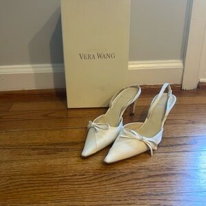Vera Wang off white satin sling back